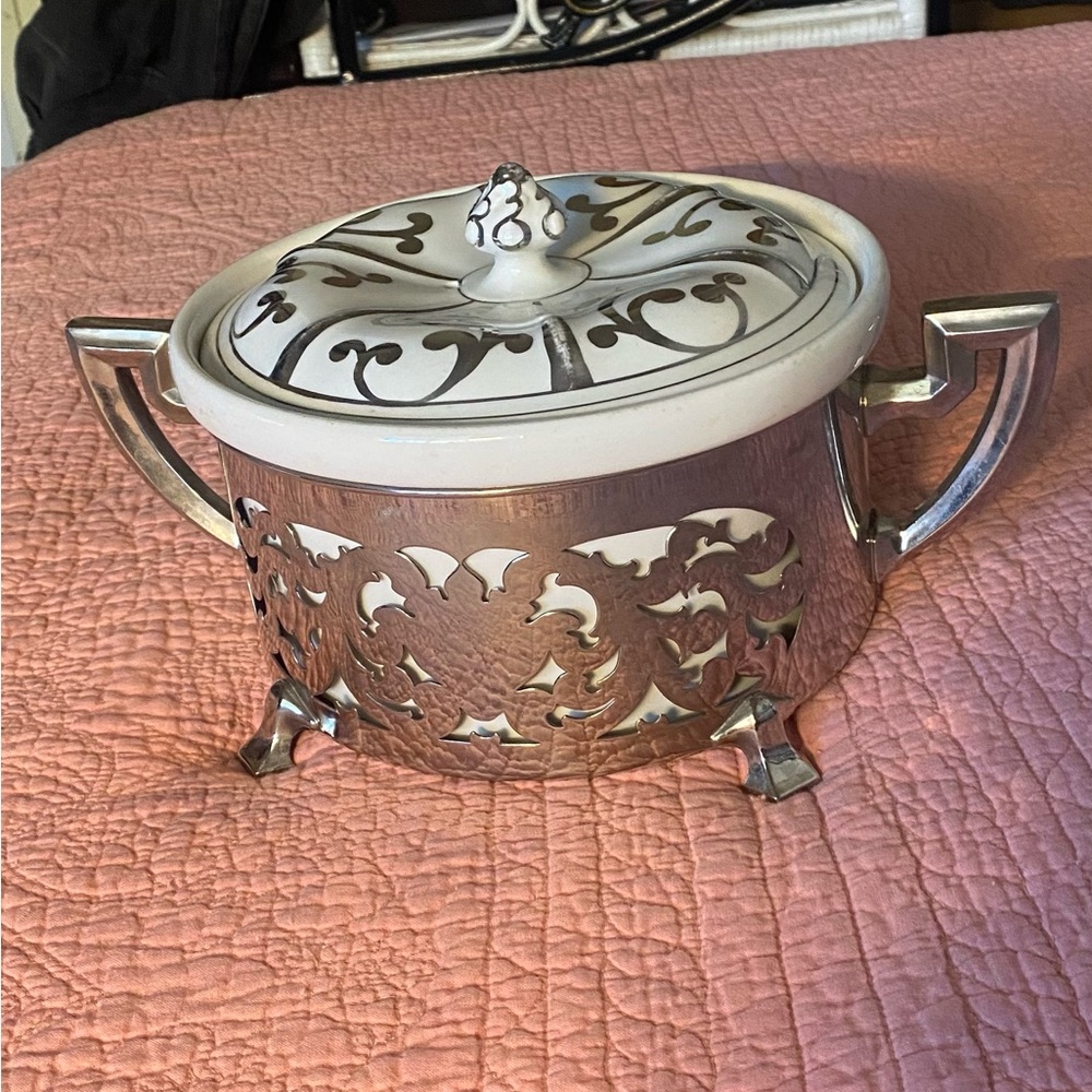 Royal Rochester Nichol Plate Server and White Covered Dish, In Great Condition